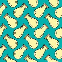 Yellow vase ,seamless pattern on blue background. vector