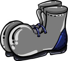 Grey boots , illustration, vector on white background