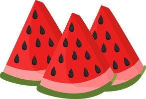 Watermelon slices, illustration, vector on white background