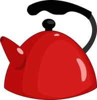 Red kettle, illustration, vector on white background