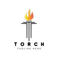 Torch Logo, Fire Design, Letter Logo, Product Brand Icon vector