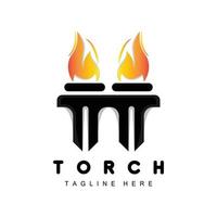 Torch Logo, Fire Design, Letter Logo, Product Brand Icon vector