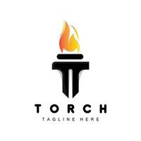 Torch Logo, Fire Design, Letter Logo, Product Brand Icon vector