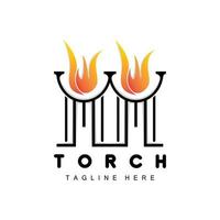 Torch Logo, Fire Design, Letter Logo, Product Brand Icon vector