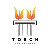 Torch Logo, Fire Design, Letter Logo, Product Brand Icon vector