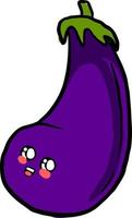 Cute eggplant, illustration, vector on white background.