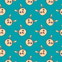 Bunny head,seamless pattern on blue background. vector