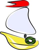 Toy sailboat, illustration, vector on white background.