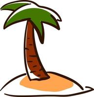 Palm on island, illustration, vector on white background.