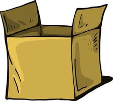 Open brown box, illustration, vector on a white background.