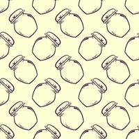 Glass jar, seamless pattern on light beige background. vector