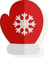 Red glove with a snowflake, illustration, vector on white background.