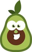 Avocado with eyes, illustration, vector on a white background.