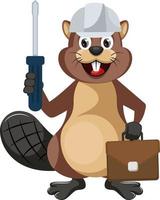 Beaver worker, illustration, vector on white background.