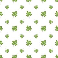 Four leaf clover pattern Seamless fortune clover background Luck print textiles nature design. Vector illustratin. Decorative clover leaves. Hand drawn green leaf.