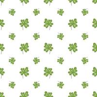 Four leaf clover pattern Seamless fortune clover background Luck print textiles nature design. Vector illustratin. Decorative clover leaves. Hand drawn green leaf.