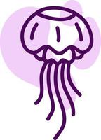 Purple medusa, illustration, vector on white background.