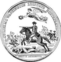 medalla de plata otorgada a william washington, frente, ilustración vintage. vector