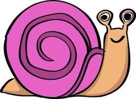 Caracol pequeño, ilustración, vector sobre fondo blanco.