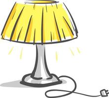 Yellow table lamp, vector or color illustration.