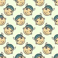 Viking boy, seamless pattern on pastel background. vector