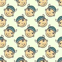 Viking boy, seamless pattern on pastel background. vector