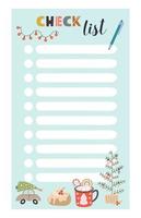 Check list template. Vector illustration in winter design for planner.