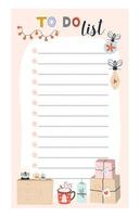 To do list template. Vector illustration in winter design for planner.