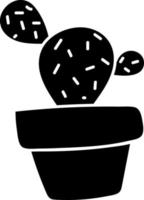 Three circular cactuses in a pot, illustration, vector on white background.