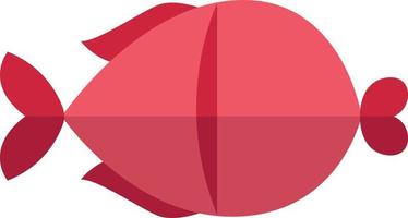 Pink fish with red fins, illustration, vector on white background.