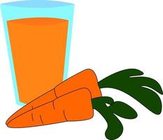 A glass of carrot juice, illustration, vector on white background.