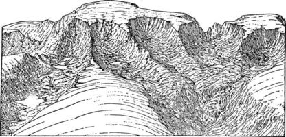 Glacier Mountain Range, vintage illustration. vector
