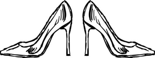 Heels sketch, illustration, vector on white background.