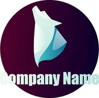 Vector logo illustration of a light blue wolf head inside a deep purple circle on a white background