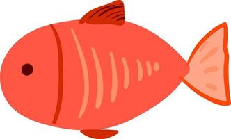 Red flat fish, illustration, vector on white background.