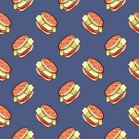 Vegan burger , seamless pattern on a blue background. vector