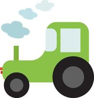 Green tractor, illustration, vector on white background.