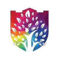 plantilla de diseño de logotipo de concepto de árbol de educación humana. estudiantes con vector de logo de gorra de graduación.