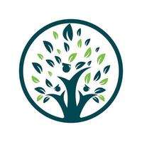 Human Education Tree Concept Logo Design Template. Students with Graduation Cap logo vector. vector