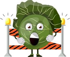 Cabbage with traffic barriers, illustration, vector on white background.