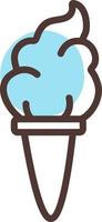 Blue cloud ice cream in cone, illustration, vector on a white background.