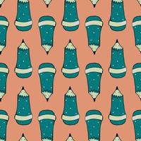 Blue pencil, seamless pattern on brown background. vector