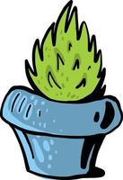 Plant in blue pot, illustration, vector on white background