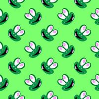 Frog pattern, seamless pattern on green background. vector