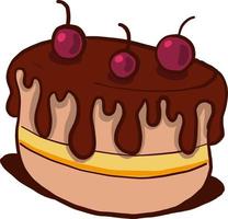Chocolate cake , illustration, vector on white background