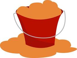 Bucket with sand, illustration, vector on white background.