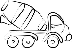 Concrete mixer drawing, illustration, vector on white background.