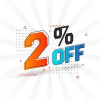 2 Percent off 3D Special promotional campaign design. 2 of 3D Discount Offer for Sale and marketing. vector