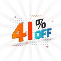 41 Percent off 3D Special promotional campaign design. 41 of 3D Discount Offer for Sale and marketing. vector