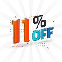 11 Percent off 3D Special promotional campaign design. 11 of 3D Discount Offer for Sale and marketing. vector